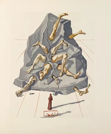 Gravure Sur Bois Dali - La Divine Comédie - Enfer 19 - Les Simoniaques