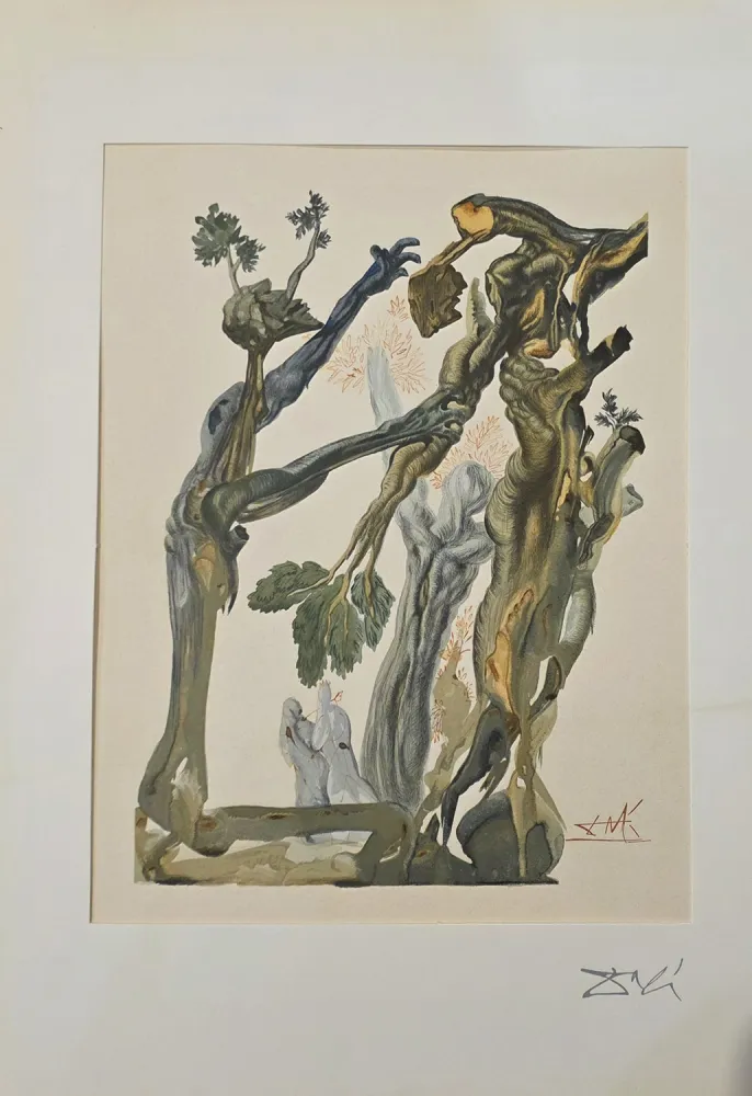 Gravure Sur Bois Dali - La Foret des suicidés