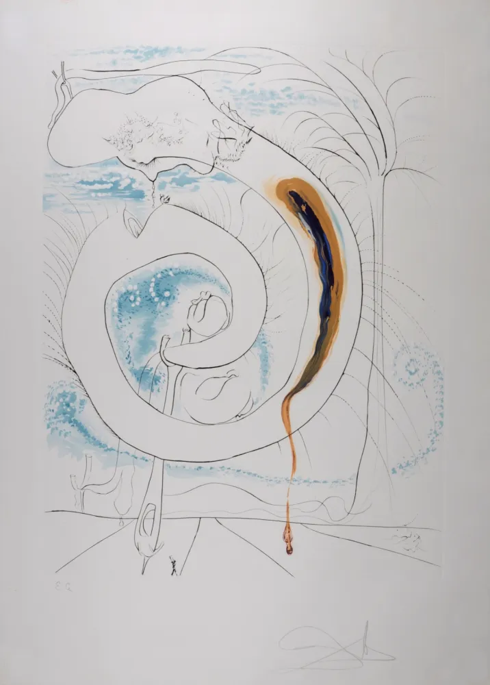 Lithographie Dali - Le cercle viscéral du cosmos