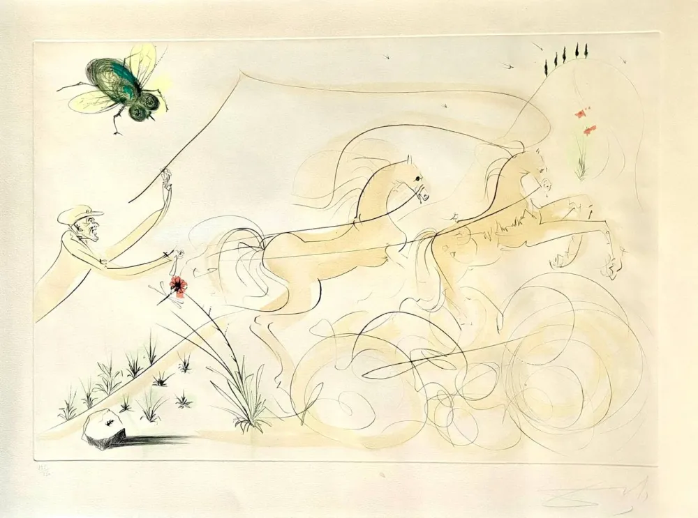 Gravure Dali - Le Coche et la Mouche (Le Bestiaire de La Fontaine) (1974)