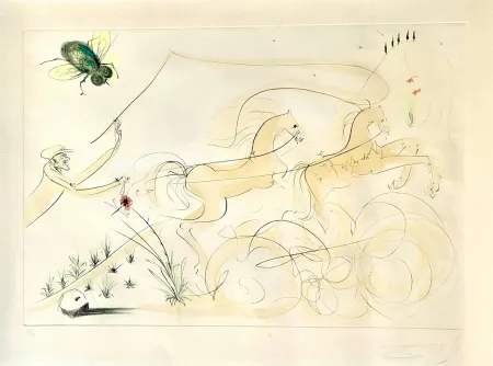 Gravure Dali - Le Coche et la Mouche (Le Bestiaire de La Fontaine) (1974)