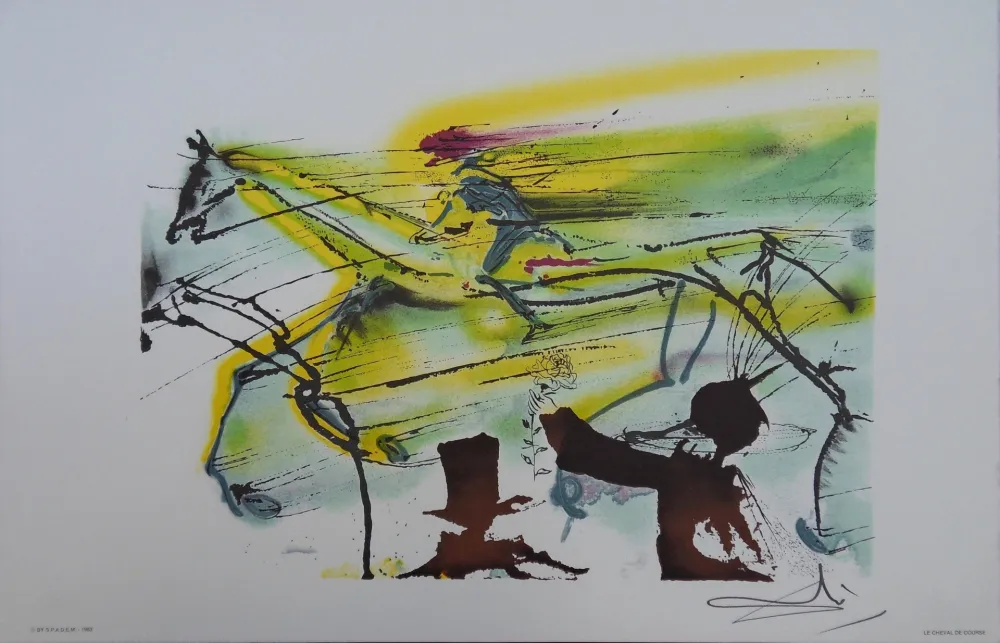 Lithographie Dali - Les Chevaux, le Cheval de Course