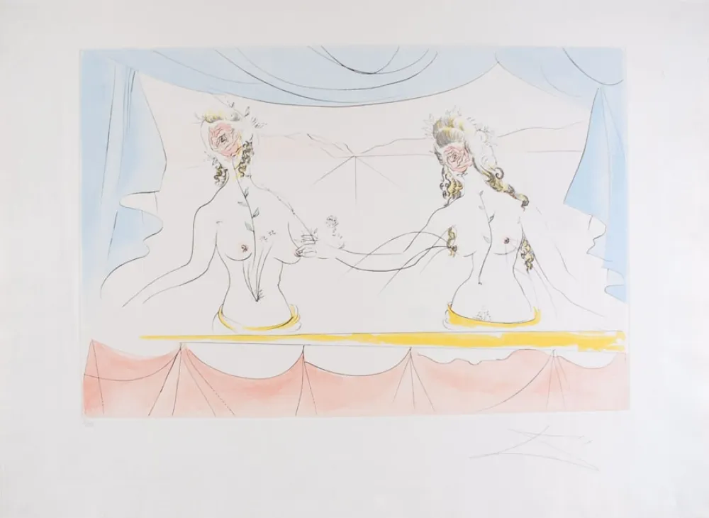 Eau-Forte Dali - Les Dames de la Renaissance - Ladies of the Renaissance (suite Mythologique Nouvelle/New Mythological)