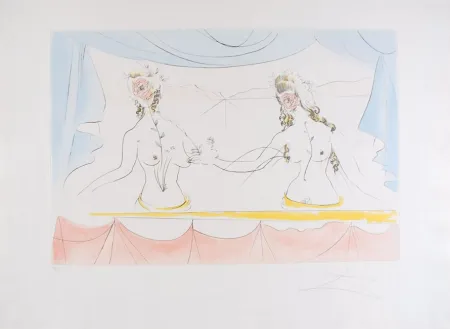 Eau-Forte Dali - Les Dames de la Renaissance - Ladies of the Renaissance (suite Mythologique Nouvelle/New Mythological)