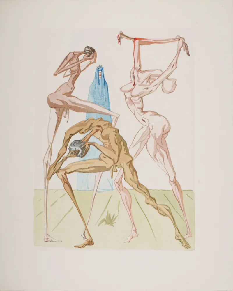 Gravure Sur Bois Dali - Les habitants de Prato, 1963