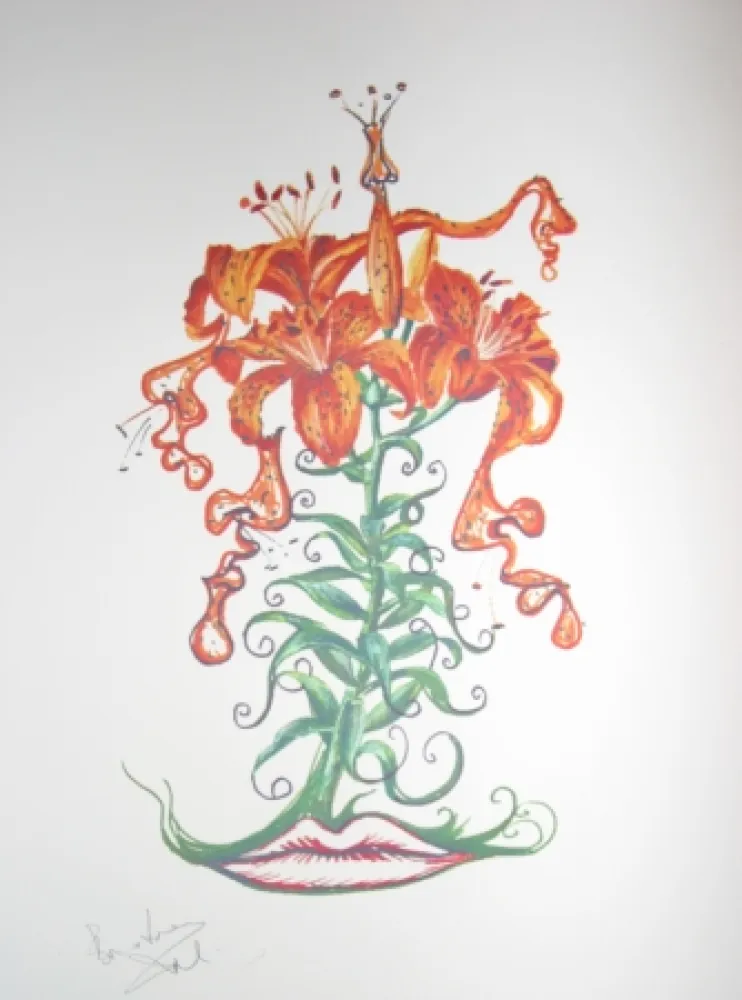 Lithographie Dali - Lilium aurancacium (surrealistic flowers)