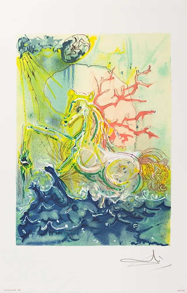 Lithographie Dali - Neptune