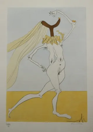 Eau-Forte Dali - Nu aux Voilettes / Nude with Veils