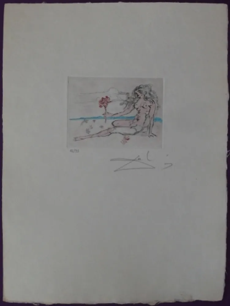 Eau-Forte Dali - Nude with rose