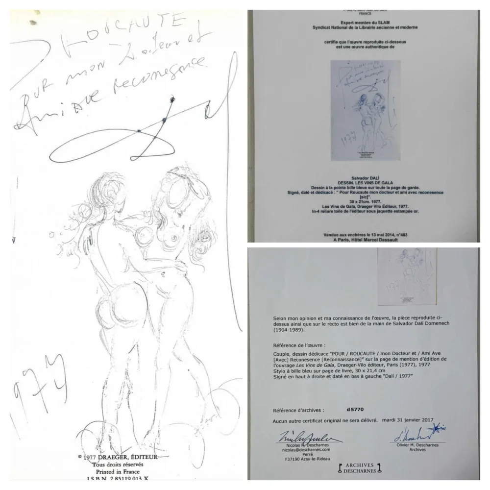 Livre Illustré Dali - Original Drawing- Nude Couple 