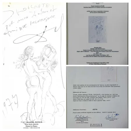 Livre Illustré Dali - Original Drawing- Nude Couple 