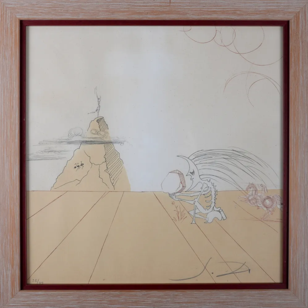 Gravure Dali - Paysage fossile imaginaire, 1968/1980 - Hand-signed