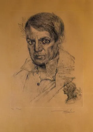 Gravure Dali - Portrait of Picasso (Ochre)
