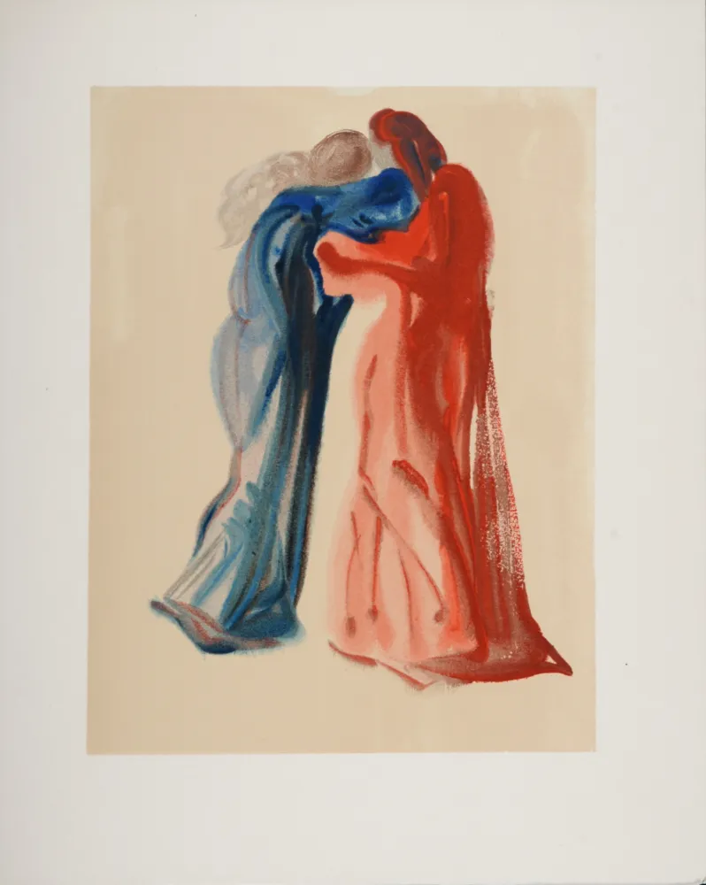 Gravure Sur Bois Dali - Rencontre de Dante et de Béatrice, 1963