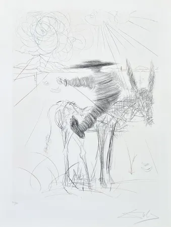 Pointe-Sèche Dali - Salvador Dalí (1904-1989) - Drypoint etching on Lana paper - 1970
