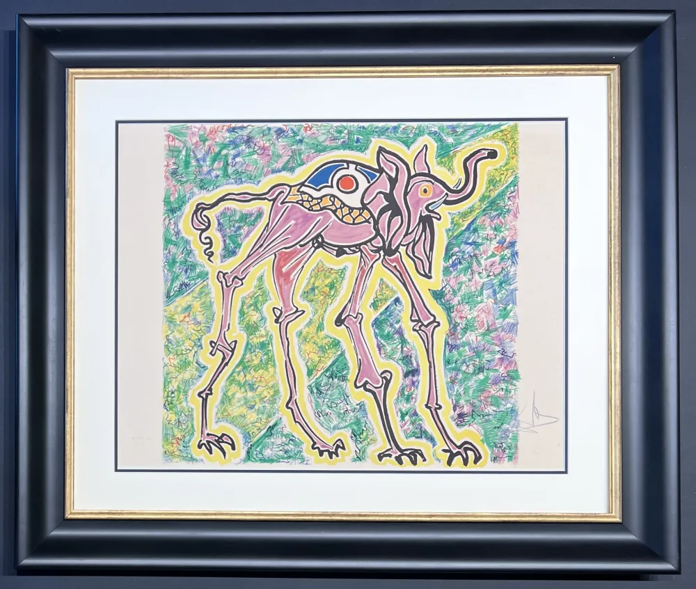 Lithographie Dali - Salvador Dalì (1904-1989) - Elefante-cicogna (Elephant-stork) - Coloured lithograph on Arches paper