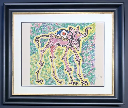 Lithographie Dali - Salvador Dalì (1904-1989) - Elefante-cicogna (Elephant-stork) - Coloured lithograph on Arches paper