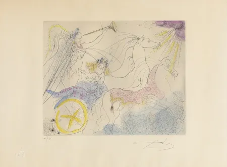 Gravure Dali - Salvador Dalí (1904–1989) - Euterpe - Hand-coloured drypoint etching on Arches paper - 1971