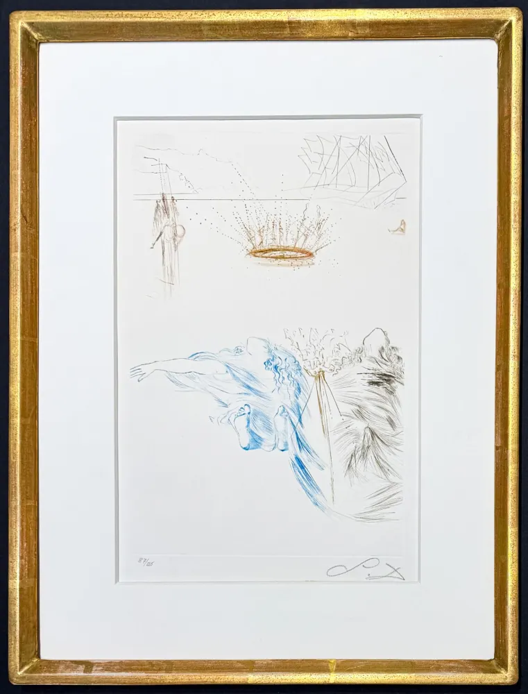 Gravure Dali - Salvador Dalí (1904–1989) – Le Testament de Tristan – Colour-printed drypoint etching – 1970