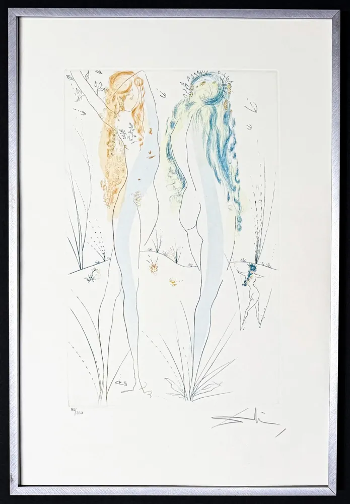 Gravure Dali - Salvador Dalí (1904–1989) – Return, O Shulamite – Etching with stencil and gilding on Arches paper – 1971