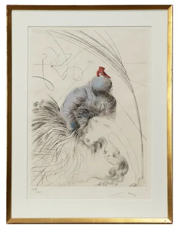 Gravure Dali - Salvador Dalí (1904-1989) – Woman whit shoe – Hand watercolored drypoint etching on Japanese paper – 1969