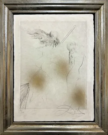 Gravure Dali - Sorciere au balai