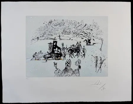 Gravure Dali - Tauramachie Surrealiste The Piano in The Snow