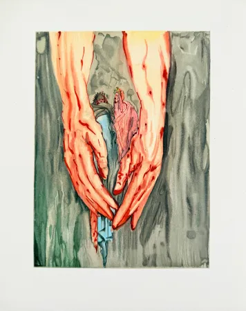 Gravure Sur Bois Dali - The Inferno, Canto 16 - The Mount of Geryon