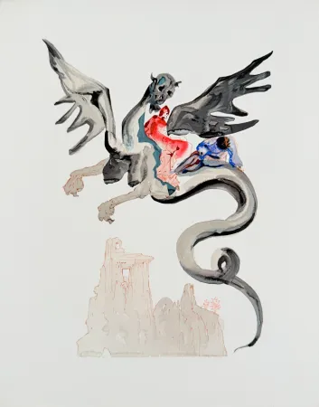 Gravure Sur Bois Dali - The Inferno, Canto 17 - The Usurers