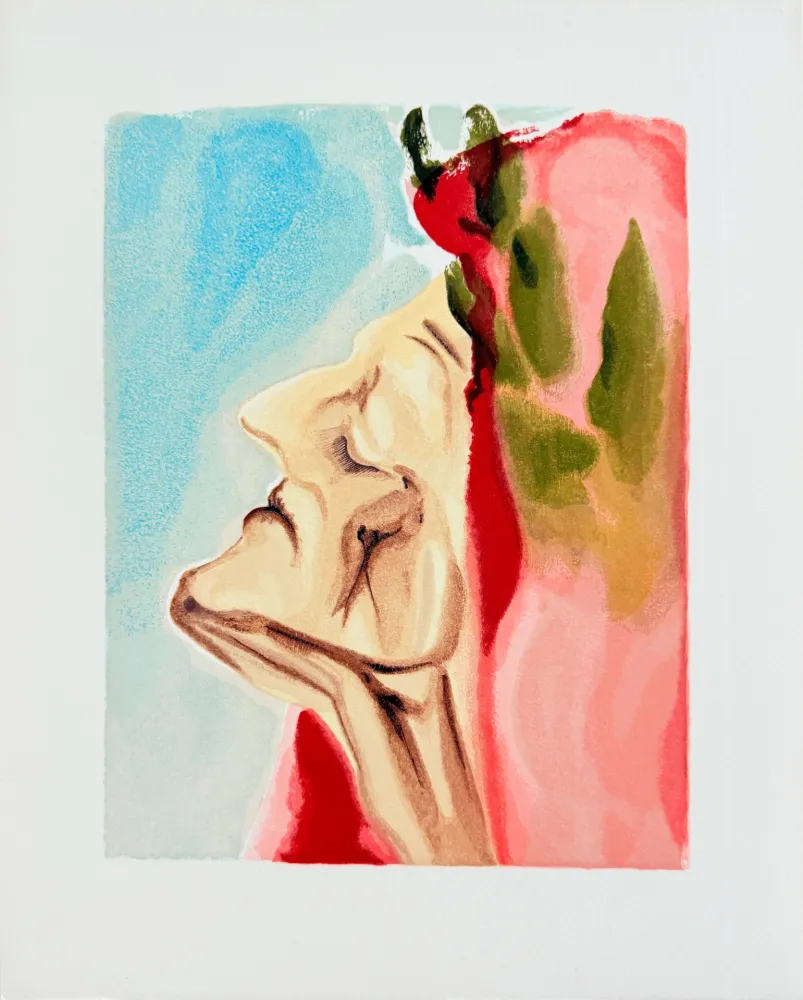 Gravure Sur Bois Dali - The Paradise, Canto 7 - Le nouveau doute de Dante