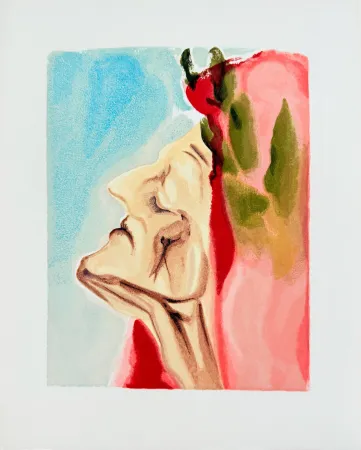 Gravure Sur Bois Dali - The Paradise, Canto 7 - Le nouveau doute de Dante