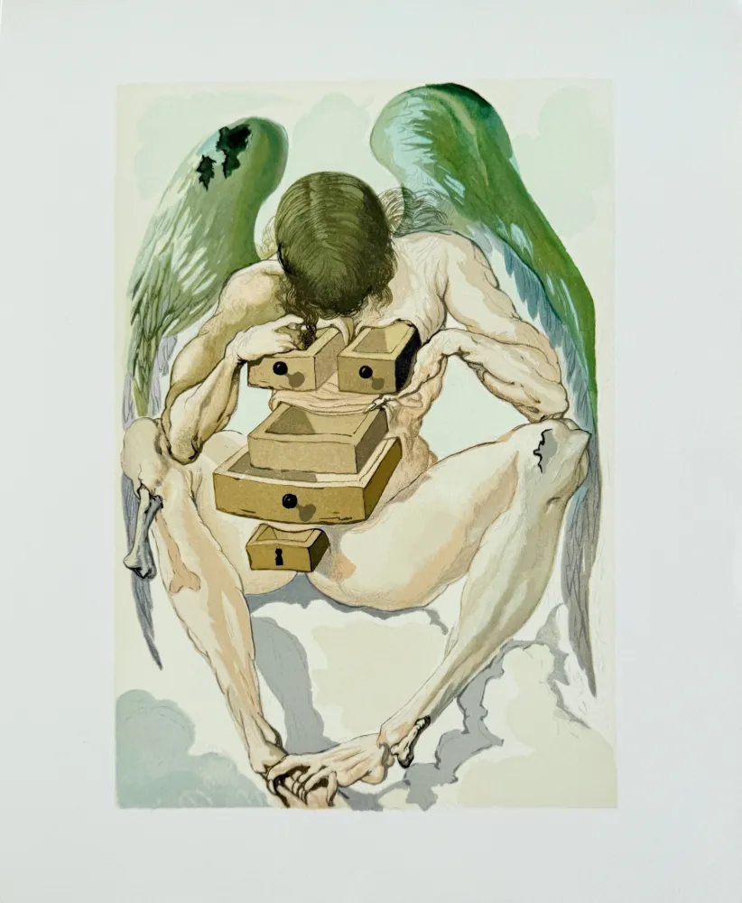 Gravure Sur Bois Dali - The Purgatory, Canto 1 - The Fallen Angel