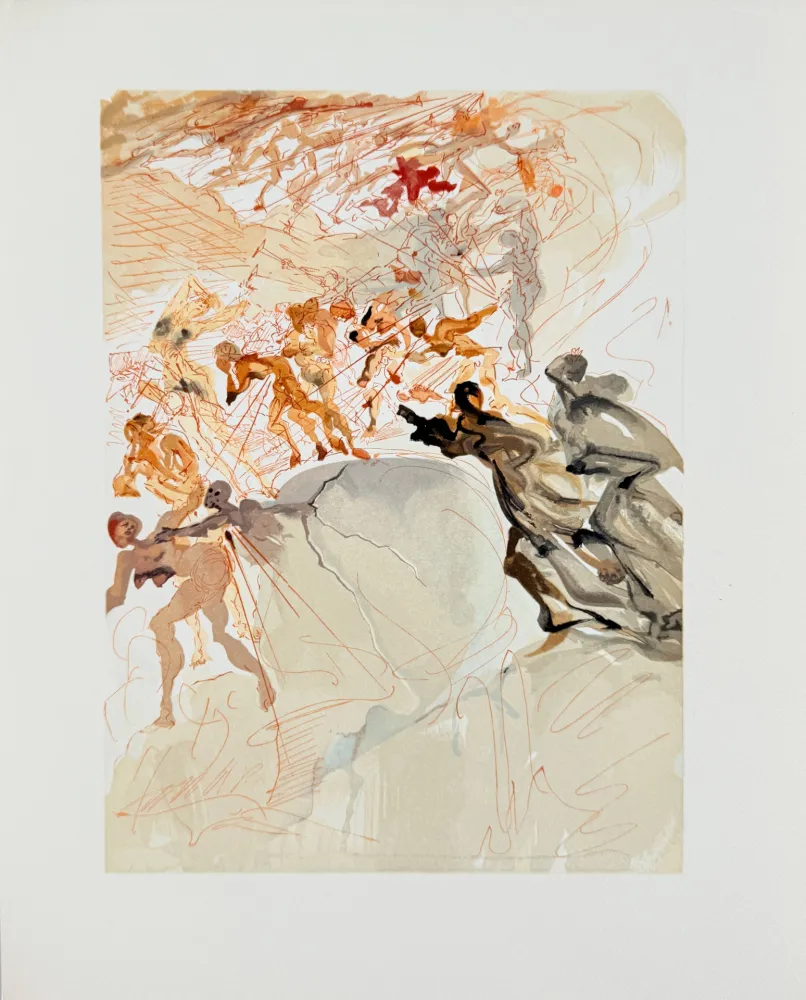 Gravure Sur Bois Dali - The Purgatory, Canto 25 - Mounting the Seventh Terrace, Lust