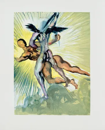 Gravure Sur Bois Dali - The Purgatory, Canto 8  - The Guardian Angels of the Valley