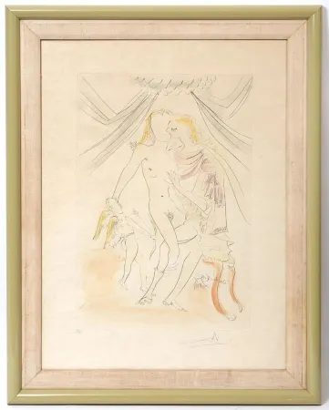 Eau-Forte Dali - Vénus, Mars and Cupidon from Suite Mythologique Nouvelle