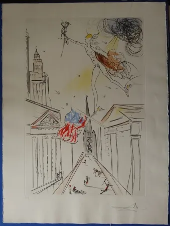 Eau-Forte Dali - Vue de Wall Street