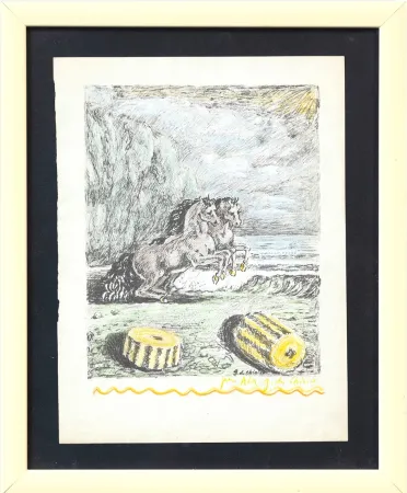 Lithographie De Chirico - Cavalli sulla sponda dell'Egeo