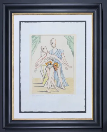 Lithographie De Chirico - Giorgio De Chirico (1888-1978) - I danzatori - Lithograph hand-colored by artist - 1970
