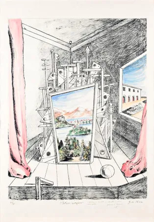 Aucune Technique De Chirico - Giorgio De Chirico (1888–1978) - Interno Metafisico - Watercolor on a lithographic base - 1969