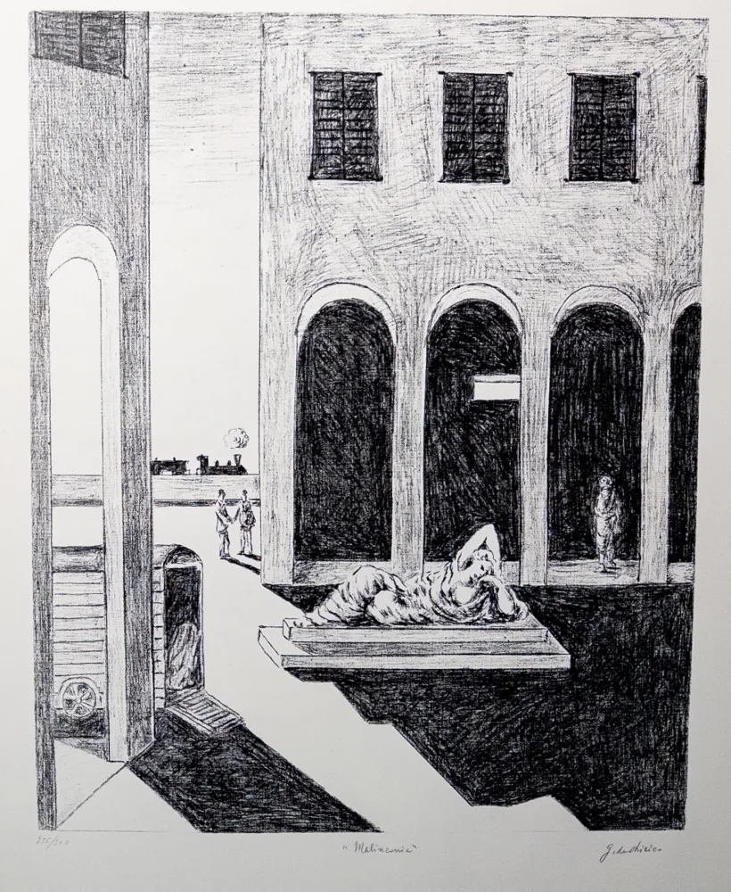 Lithographie De Chirico - Malinconia