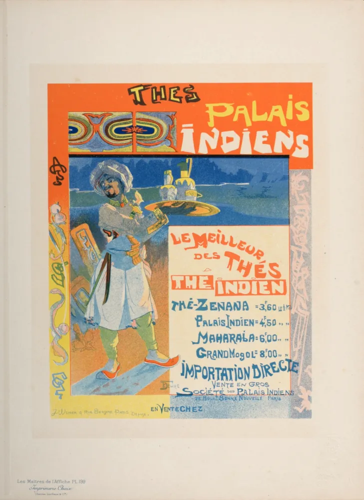 Lithographie De Feure - Les Maîtres de l'Affiche : Thés Palais Indiens, 1895