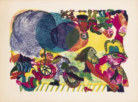 Lithographie De Jong - Three Clouds