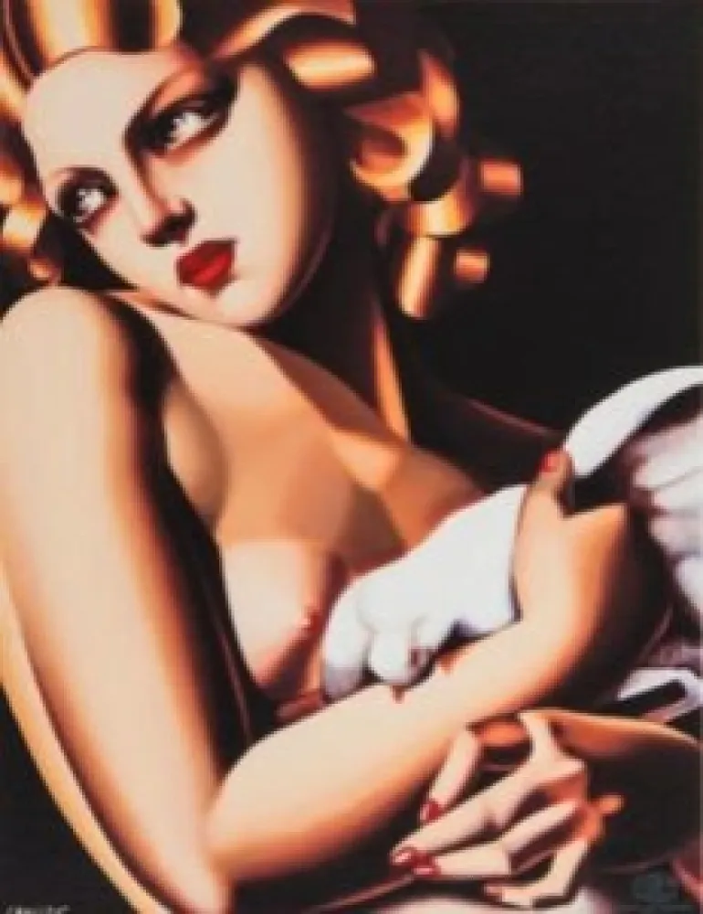 Sérigraphie De Lempicka - Femme a la Colombe
