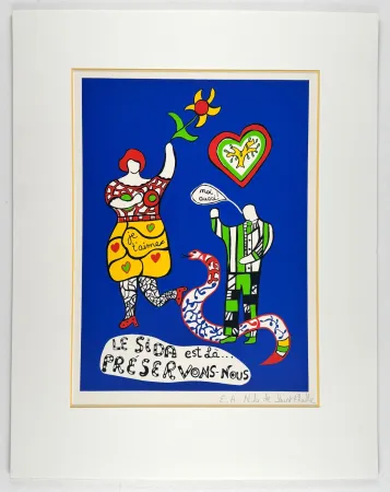 Sérigraphie De Saint Phalle - Le Sida est là… préservons-nous 