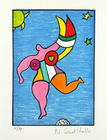 Lithographie De Saint Phalle - Nana arc-en-ciel 
