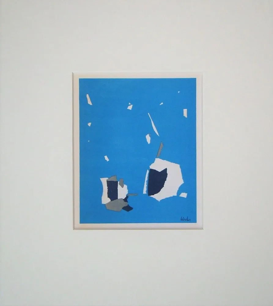 Lithographie De Stael - Composition fond bleu ciel