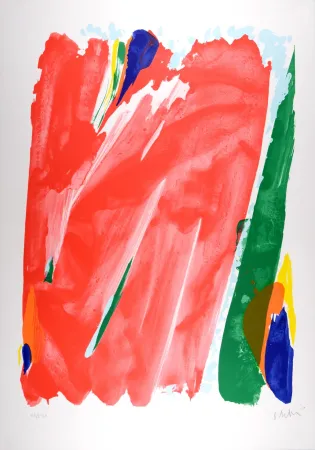 Lithographie Debré - Le Rideau rouge (Centenary of the Olympic Games in Barcelona), 1992.