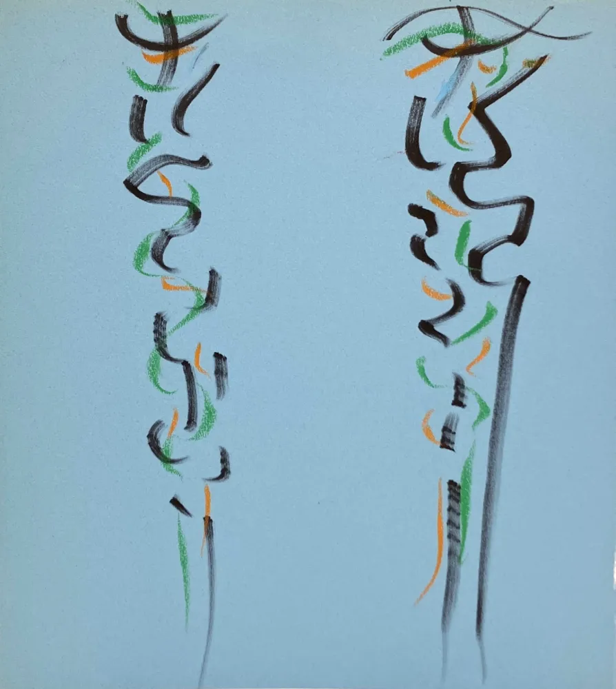 Aucune Technique Debré - Pastels sur papier bleu, 1991. 