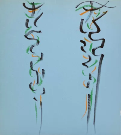Aucune Technique Debré - Pastels sur papier bleu, 1991. 