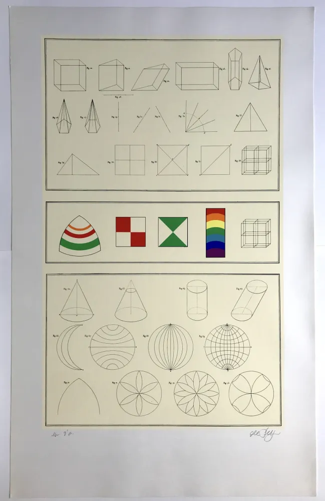 Sérigraphie Del Pezzo - Géométrie tridimensionnelle